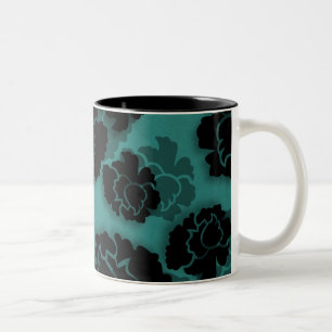 Grungy Floral Decadence Tasse, Aquamarin Zweifarbige Tasse
