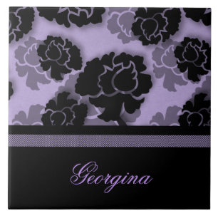 grungy floral Decadence Tile, Lilac Fliese