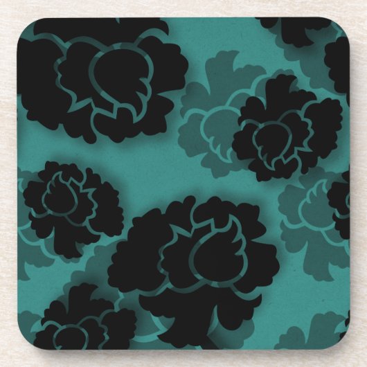 Grungy Floral Decadence Untersetzer Set, Aquamarin (Vorderseite)