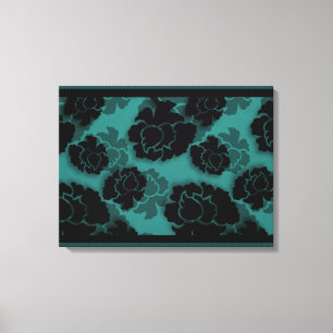 Grungy floral Decadence Wrapped Canvas, Aquamarin Leinwanddruck