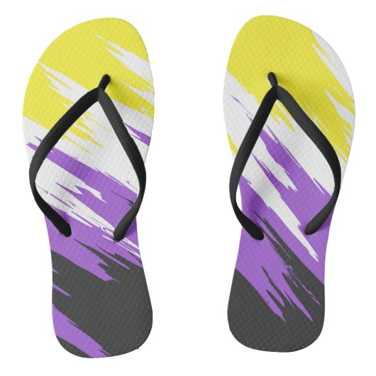 Grungy Funky ZigZag Abstrakte Flag für nichtbinäre Badesandalen (Fußbett)
