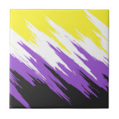 Grungy Funky ZigZag Abstrakte Flag für nichtbinäre Fliese (Vorderseite)