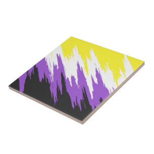 Grungy Funky ZigZag Abstrakte Flag für nichtbinäre Fliese