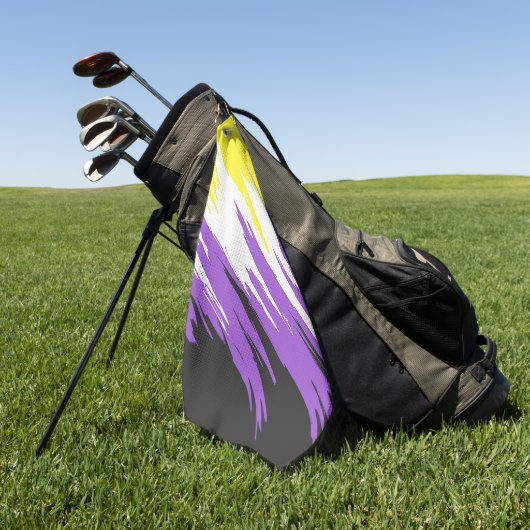 Grungy Funky ZigZag Abstrakte Flag für nichtbinäre Golfhandtuch (Gras)