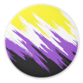 Grungy Funky ZigZag Abstrakte Flag für nichtbinäre Keramikknauf (Vorderseite)