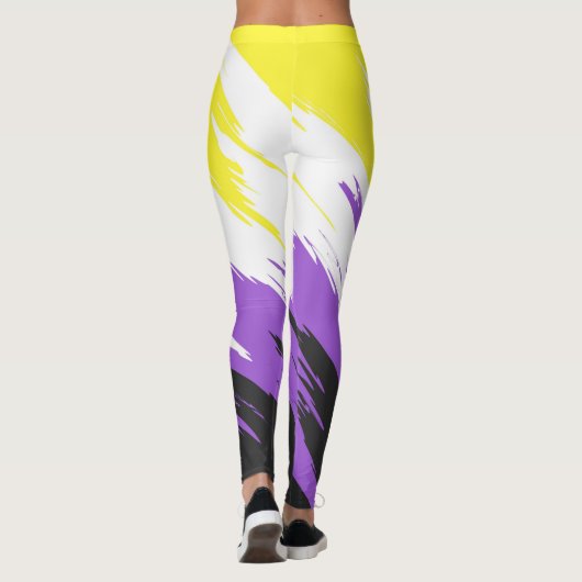 Grungy Funky ZigZag Abstrakte Flag für nichtbinäre Leggings (Rückseite)