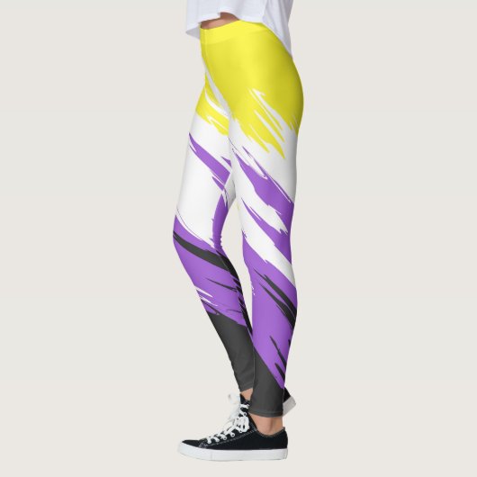 Grungy Funky ZigZag Abstrakte Flag für nichtbinäre Leggings (Links)