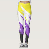 Grungy Funky ZigZag Abstrakte Flag für nichtbinäre Leggings (Vorderseite)