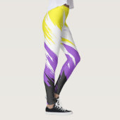 Grungy Funky ZigZag Abstrakte Flag für nichtbinäre Leggings (Rechts)