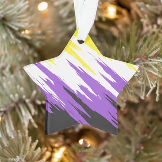Grungy Funky ZigZag Abstrakte Flag für nichtbinäre Ornament (Baum)