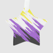 Grungy Funky ZigZag Abstrakte Flag für nichtbinäre Ornament (Rückseite)