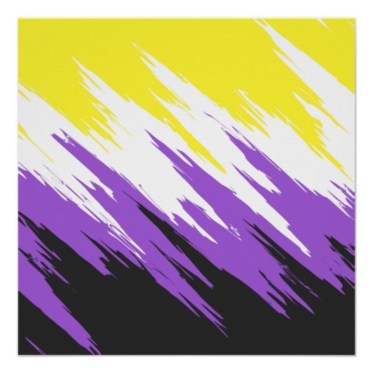 Grungy Funky ZigZag Abstrakte Flag für nichtbinäre Poster (Vorderseite)