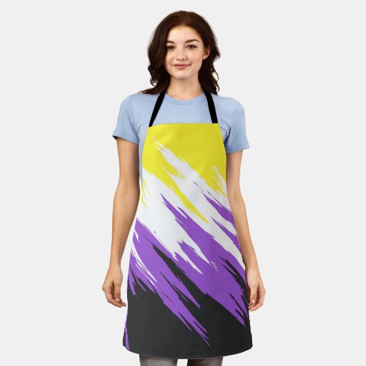 Grungy Funky ZigZag Abstrakte Flag für nichtbinäre Schürze (Getragen)