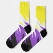 Grungy Funky ZigZag Abstrakte Flag für nichtbinäre Socken (Linkes Detail)