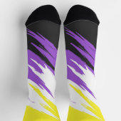 Grungy Funky ZigZag Abstrakte Flag für nichtbinäre Socken (Oben)