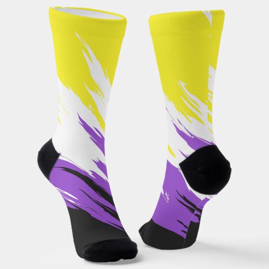 Grungy Funky ZigZag Abstrakte Flag für nichtbinäre Socken (Gewinkelt)