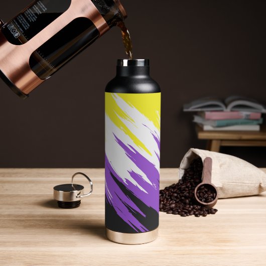 Grungy Funky ZigZag Abstrakte Flag für nichtbinäre Trinkflasche (Kaffee)
