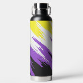 Grungy Funky ZigZag Abstrakte Flag für nichtbinäre Trinkflasche (Vorderseite)