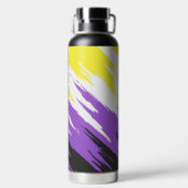 Grungy Funky ZigZag Abstrakte Flag für nichtbinäre Trinkflasche (Rückseite)
