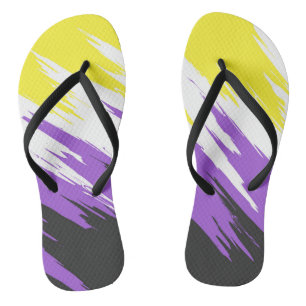 Grungy Funky ZigZag Abstrakte nichtbinäre Pride-Fl Badesandalen
