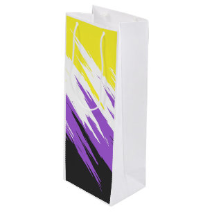 Grungy Funky ZigZag Abstrakte nichtbinäre Pride-Fl Geschenktüte Für Weinflaschen