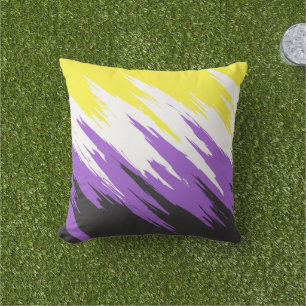 Grungy Funky ZigZag Abstrakte nichtbinäre Pride-Fl Kissen