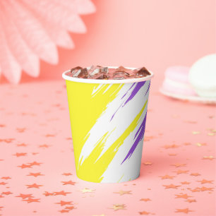 Grungy Funky ZigZag Abstrakte nichtbinäre Pride-Fl Pappbecher