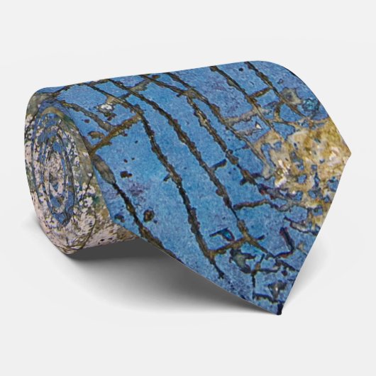 grungy gekrackte blaue Lackstruktur Krawatte (Gerollt)