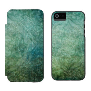 Grungy geprägter Tealblauer Damast Incipio Watson™ iPhone 5 Geldbörsen Hülle
