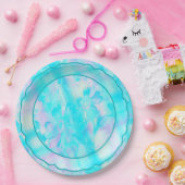 grungy-gestrichen-Florals-Kariert-3-Scallop Pappteller (Party)