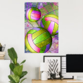 Grungy Girls' Volleyball Poster (Heimbüro)