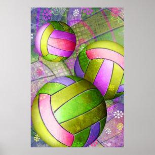 Grungy Girls' Volleyball Poster