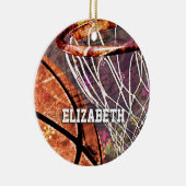 Grungy Girly Basketball und hacken ihren Namen Keramik Ornament (Rechts)