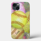 Grungy Girly Softball Case-Mate iPhone Hülle (Rückseite)