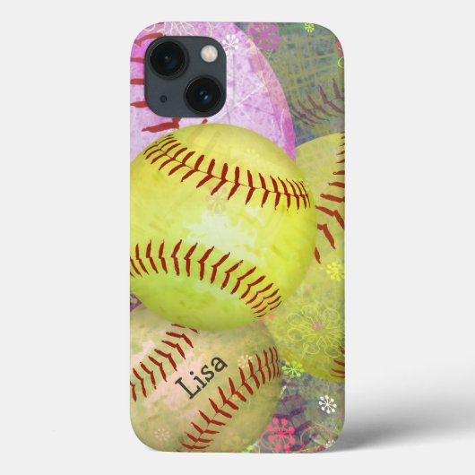 Grungy Girly Softball Case-Mate iPhone Hülle (Rückseite)