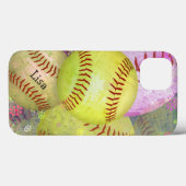 Grungy Girly Softball Case-Mate iPhone Hülle (Rückseite (Horizontal))