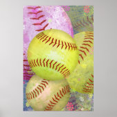Grungy Girly Softball Poster (Vorne)