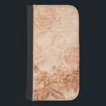 grungy graviert phone geldbeutel<br><div class="desc">Graue,  gravierte Rose und Hydrangeas,  Vintages Postkartenskript und Musik in Sepia-Tönen.</div>