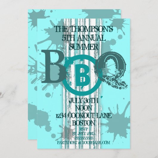 Grungy GRILLEN Moderne Einladung (Vorne/Hinten)