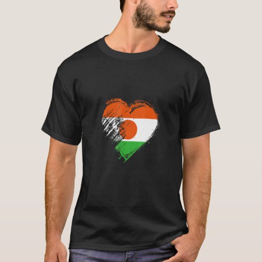 Grungy I Love Niger Heart Flag T-Shirt (Vorderseite)