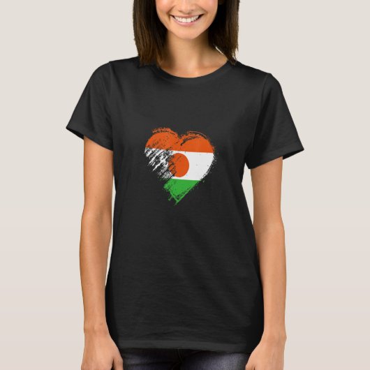 Grungy I Love Niger Heart Flag T-Shirt (Vorderseite)