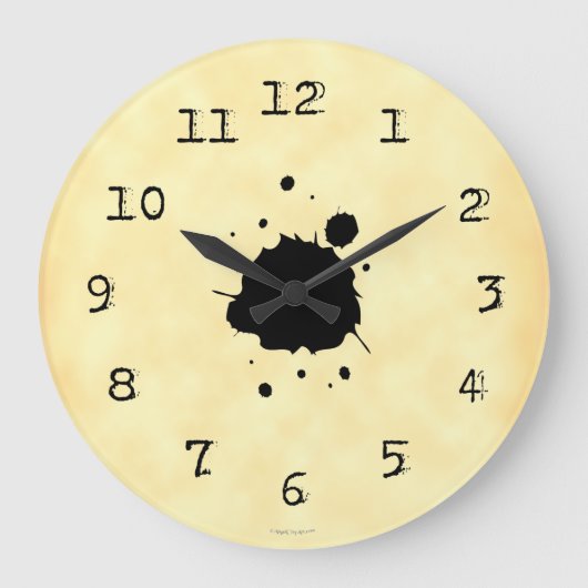 Grungy Ink Blot Wall Clock Große Wanduhr (Vorderseite)