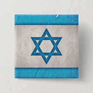 Grungy Israel Flagge Stern von David Button