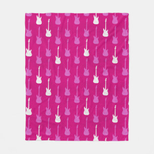 Grungy Klassische E-Gitarre Polka-Punkte rosa weiß Fleecedecke
