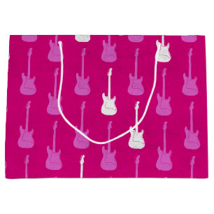Grungy Klassische E-Gitarre Polka-Punkte rosa weiß Große Geschenktüte