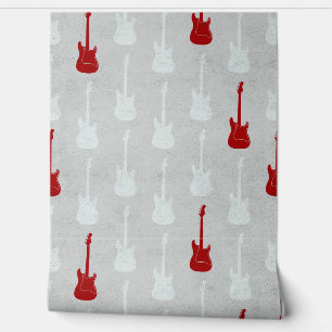 Grungy Klassische E-Gitarre Polka-Punkte weiß rot Tapete
