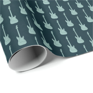 Grungy Klassische E-Gitarre Polkadot navy mint Geschenkpapier