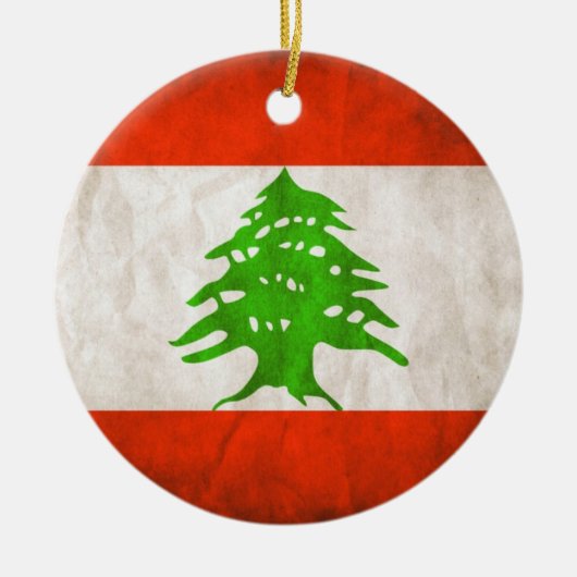 Grungy Libanon Flag Keramikornament (Vorne)