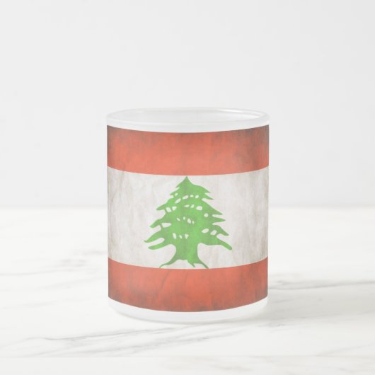 Grungy Libanon Flag Mattglastasse (Mittel)