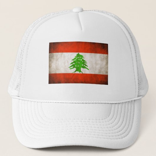 Grungy Libanon Flag Truckerkappe (Vorderseite)